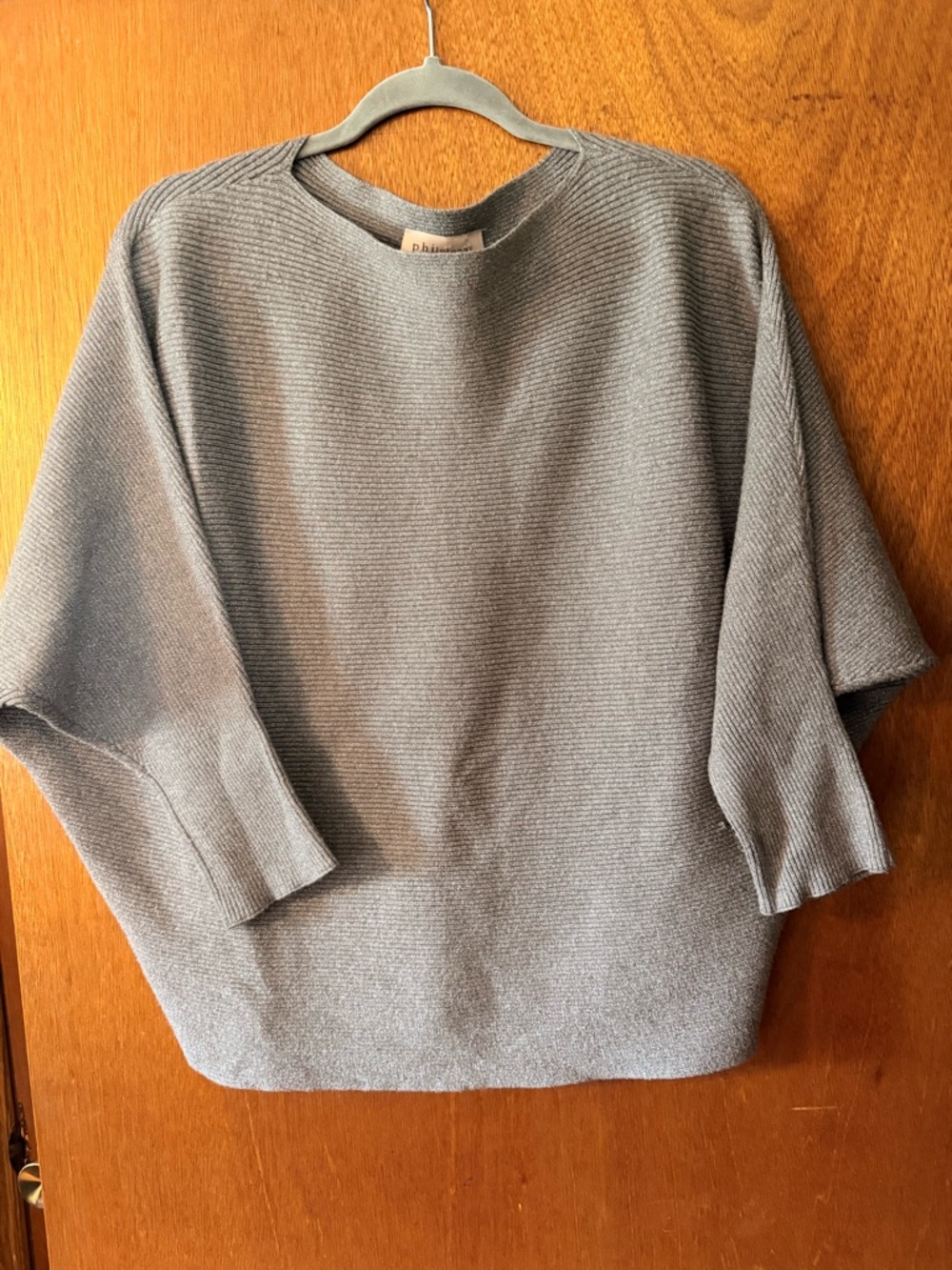 Philosophy Silver Gray Ribbed Sparkle Pullover